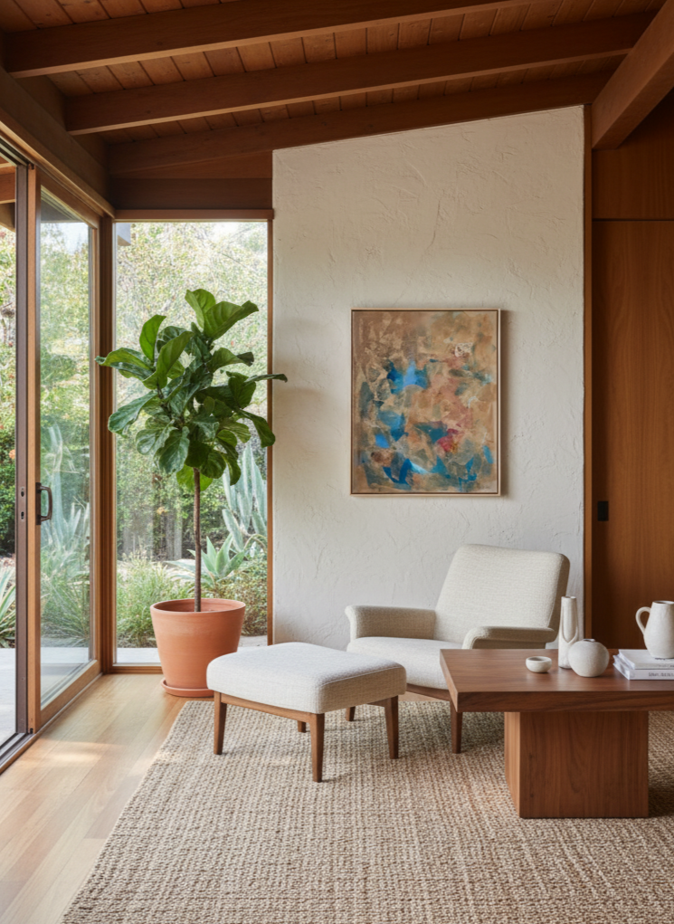 art in midcentury modern laurel canyon house